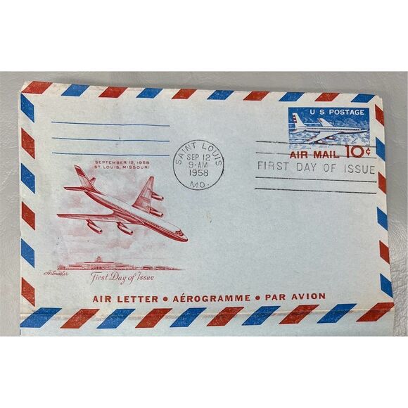 Vintage 1958 USA Air Mail 10¢ First Day Cover St. Louis Postmark - Picture 1 of 3